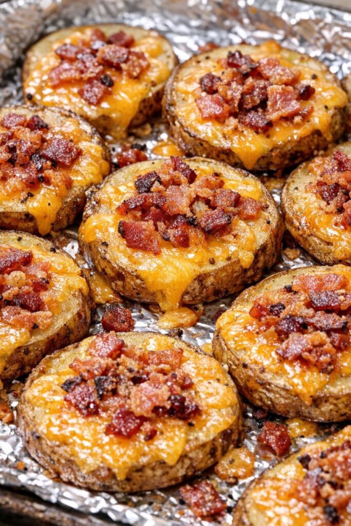 potato slices with cheese and bacon