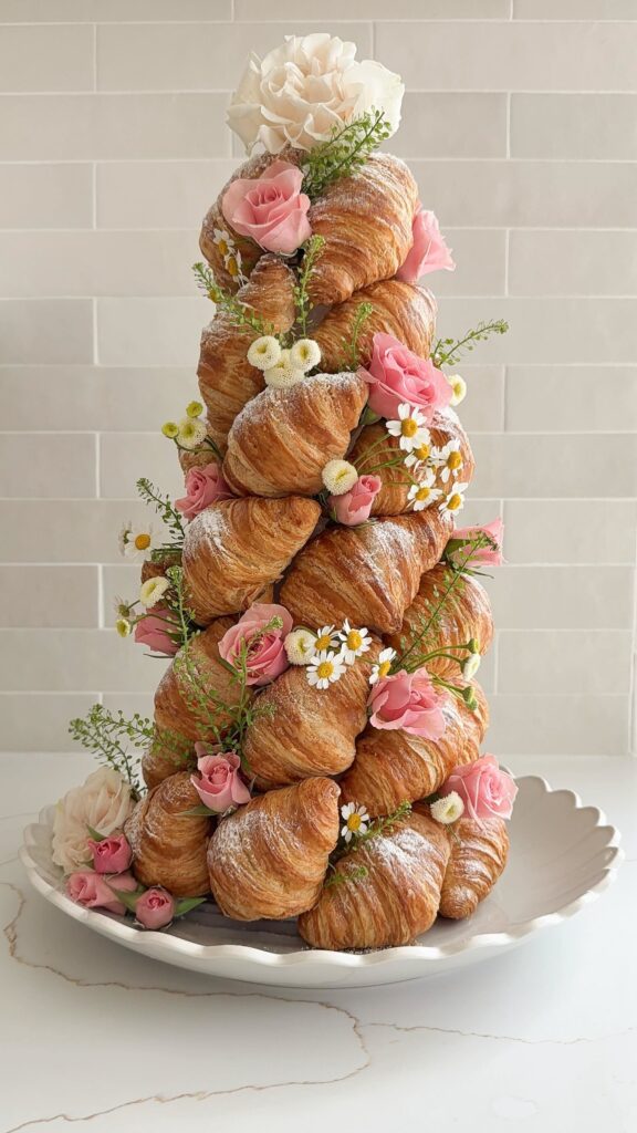 croissant tower with flowers recipe