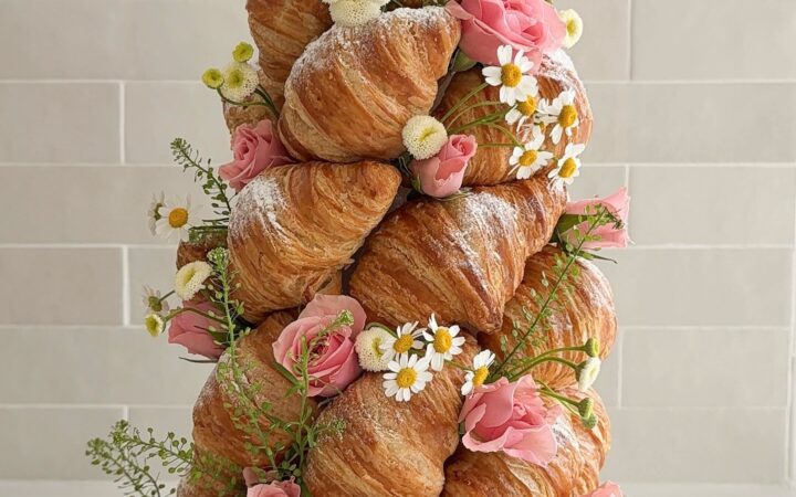 croissant tower with flowers recipe