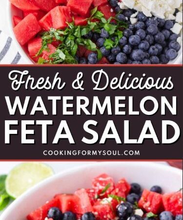 watermelon salad with feta and mint