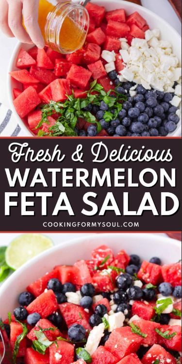 watermelon salad with feta and mint