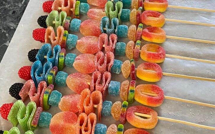 colorful candy skewers