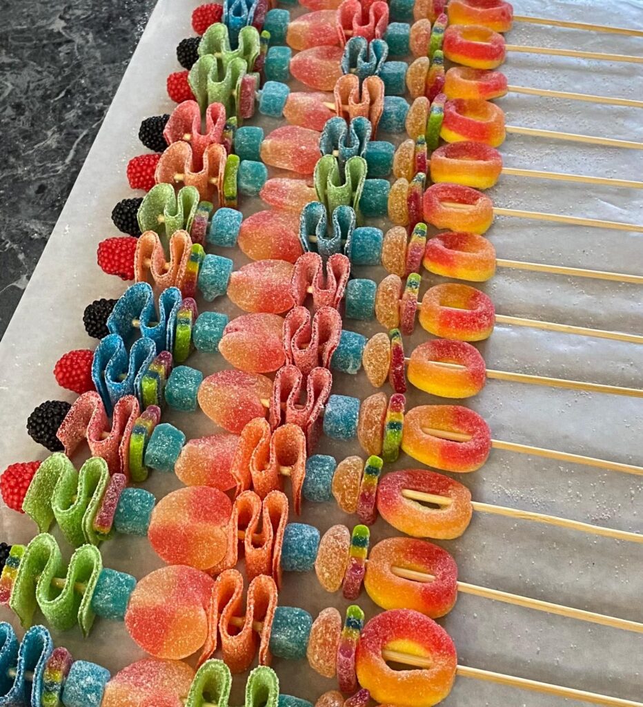 colorful candy skewers