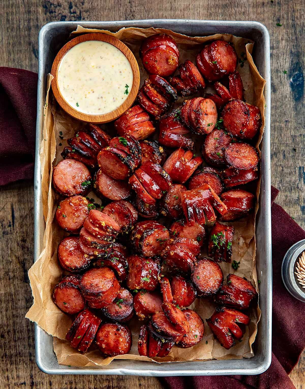 Hasselback Kielbasa Bites
